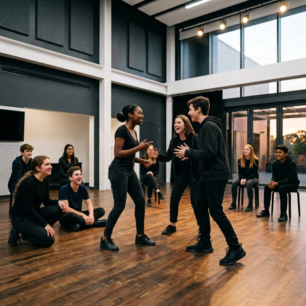 Teenagers in a drama class